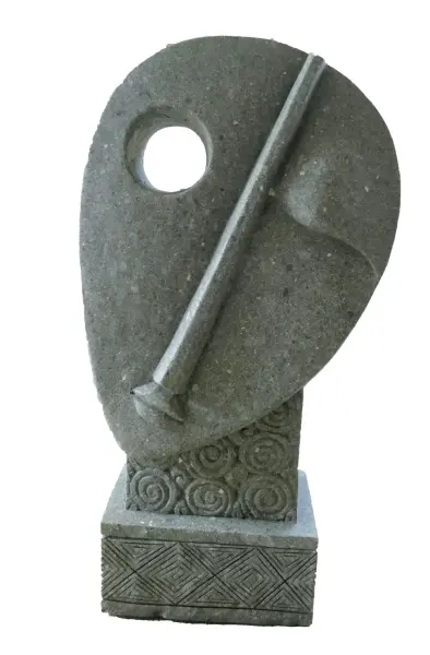 Product image 1 of the product “Abstract head, Right, 120 cm Height, natural stone (Basanite) ”